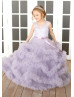 Beaded Lavender Lace Tulle Cloud Flower Girl Dress
